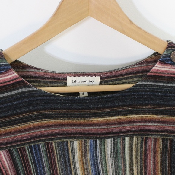 MONTEAU Faith and Joy Multi-colour Rainbow Stripe Knit Top Shirt Small S - Picture 6 of 9